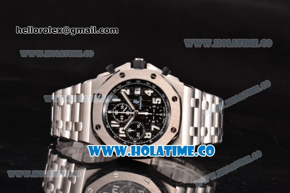 Audemars Piguet Royal Oak Offshore Black Themes Chrono Swiss Valjoux 7750 Automatic Full Steel with Black Dial and White Arabic Numeral Markers - Click Image to Close